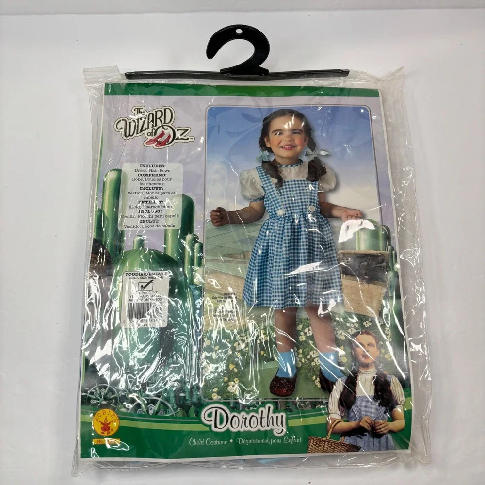 Rubie's Girls Toddler 2-4 Dorothy Wizard of Oz Costume Gingham Dress Hair Bows